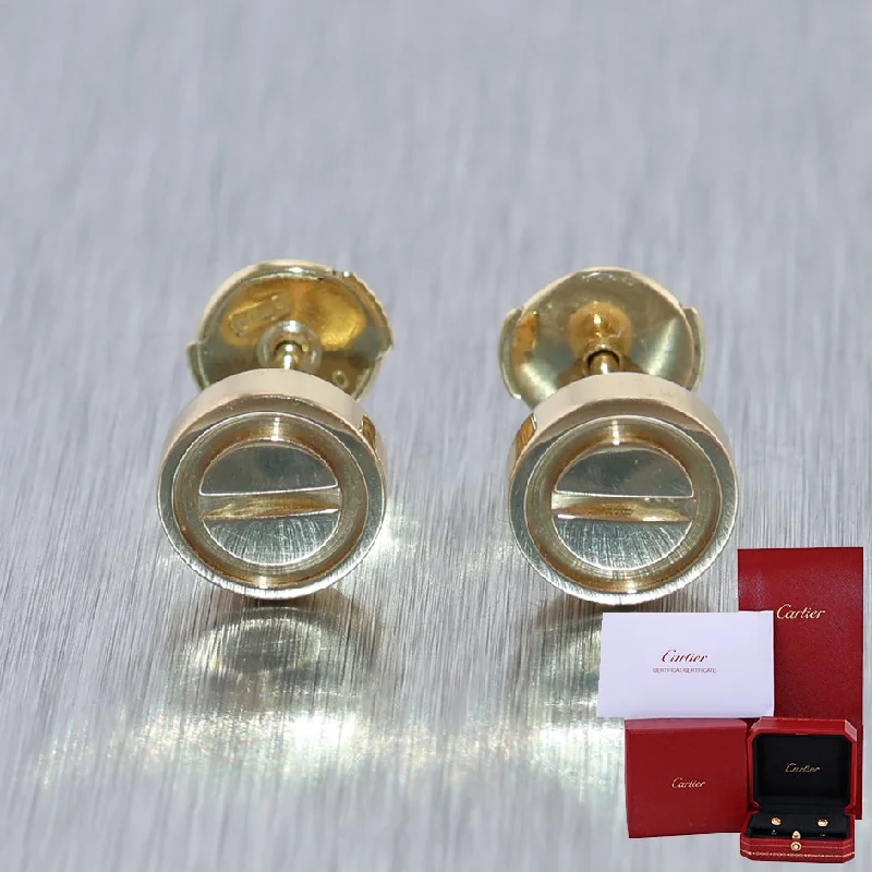 Wave design earrings-Cartier 18k Yellow Gold Love Earrings