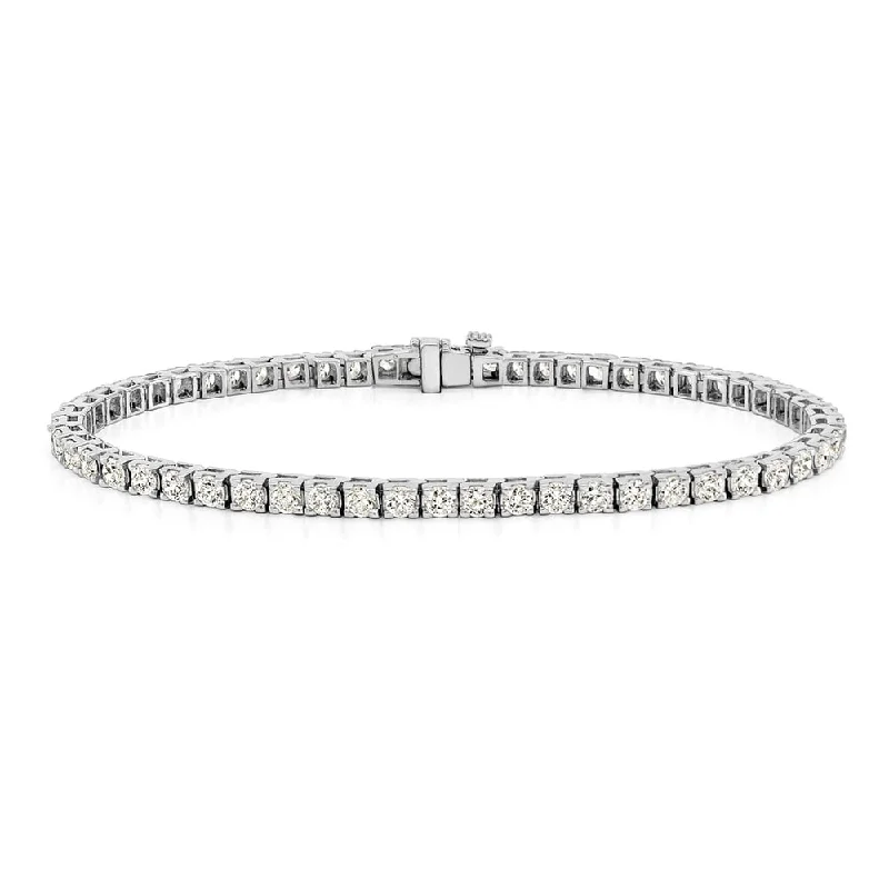 Light clay bangles-Auriya 14k Gold 3ct TDW Round 7-inch Diamond Tennis Bracelet