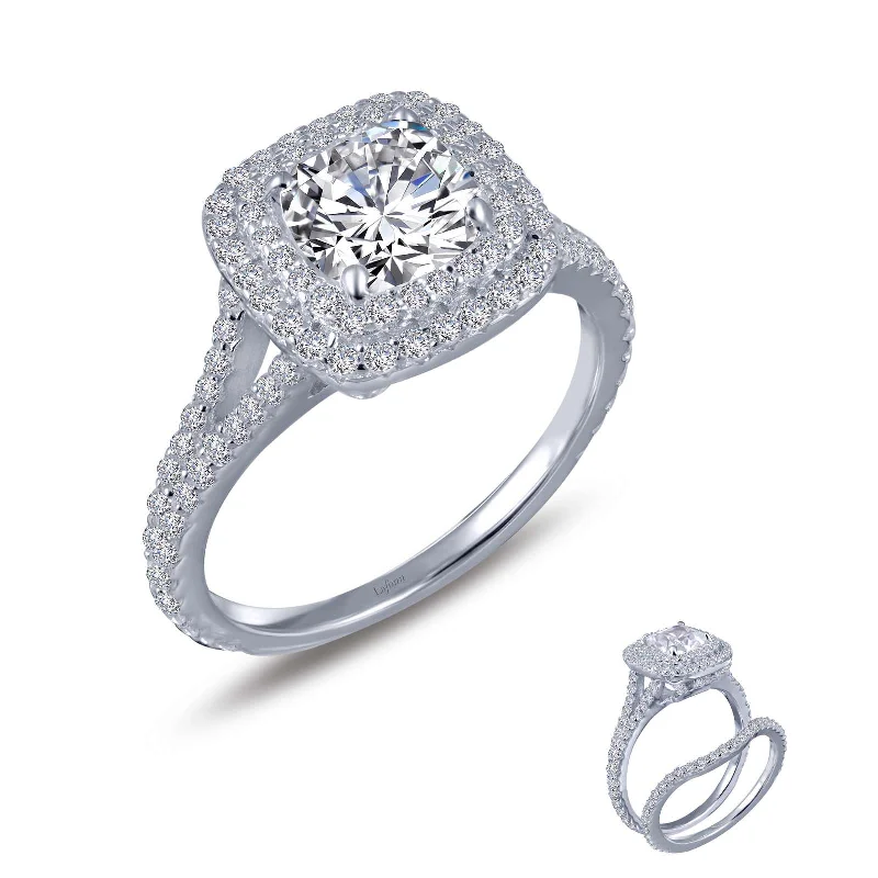 Layered shank engagement rings-Lafonn Simulated Diamond Double Halo Ring R0151CLP