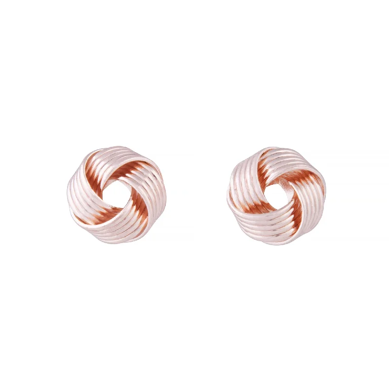 Polished bead earrings-Rose Gold Small Twisted Knot Stud