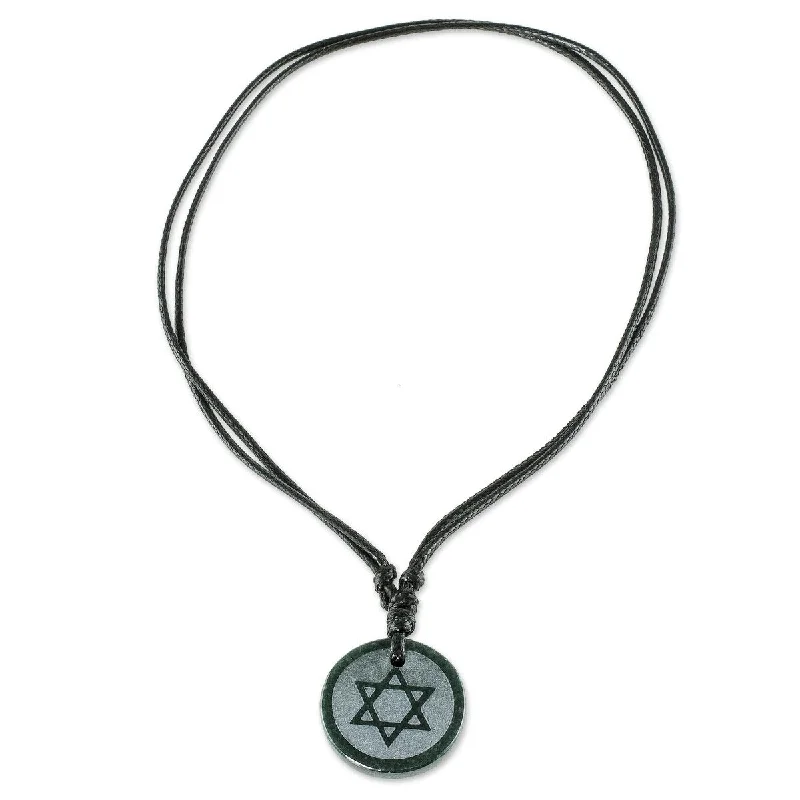 Stamped monogram necklaces-NOVICA Magen David, Jade pendant necklace