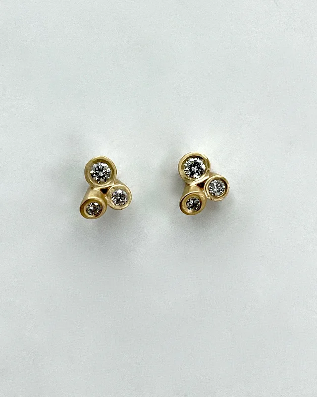 Bead weave earrings-Carla Caruso Topsy Turvy Diamond Studs