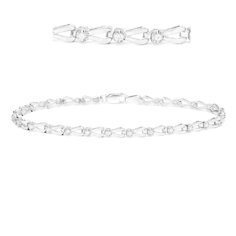 Whimsical bangles-Auriya 14k White Gold 1/4ct TDW Diamond Open Link Bracelet