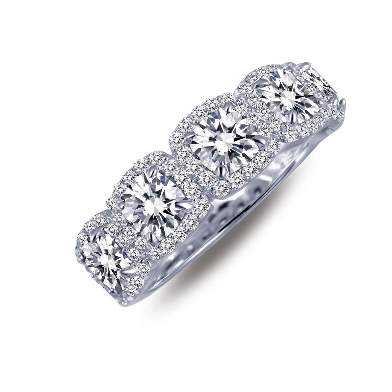 Beaded edge engagement rings-Lafonn Simulated Diamond Halo Eternity Anniversary Ring R0145CLP