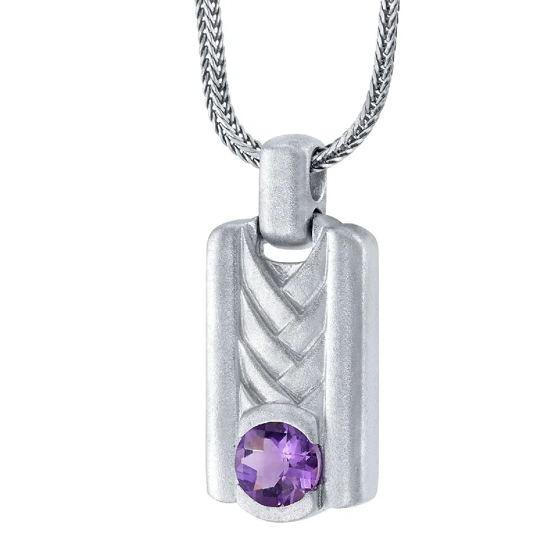 Amethyst pendant necklaces-Men's Amethyst Chevron Pendant Necklace in Sterling Silver, 22"