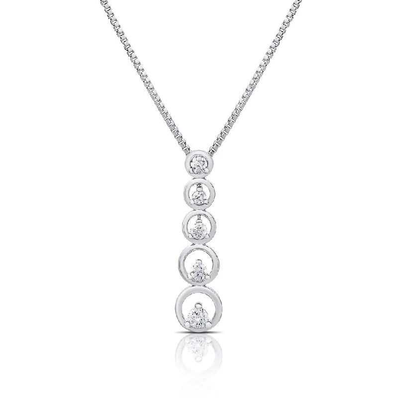 Vivid druzy necklaces-Dolce Giavonna Silver Overlay Cubic Zirconia Graduated Circle Line Necklace