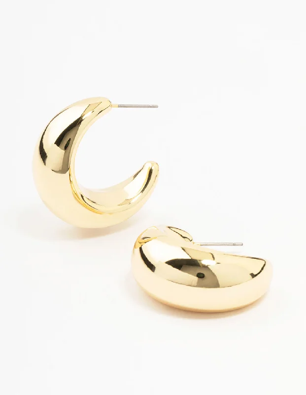 Topaz stud earrings-Gold Plated Brass Extra Large Thick Hoop Earrings