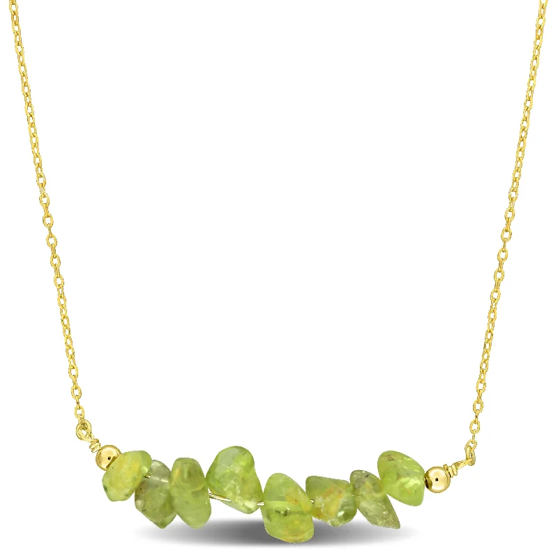 Worn medallion necklaces-Miadora 1-2/5ct TGW Peridot Bead Necklace in Yellow Silver-17+2 in.