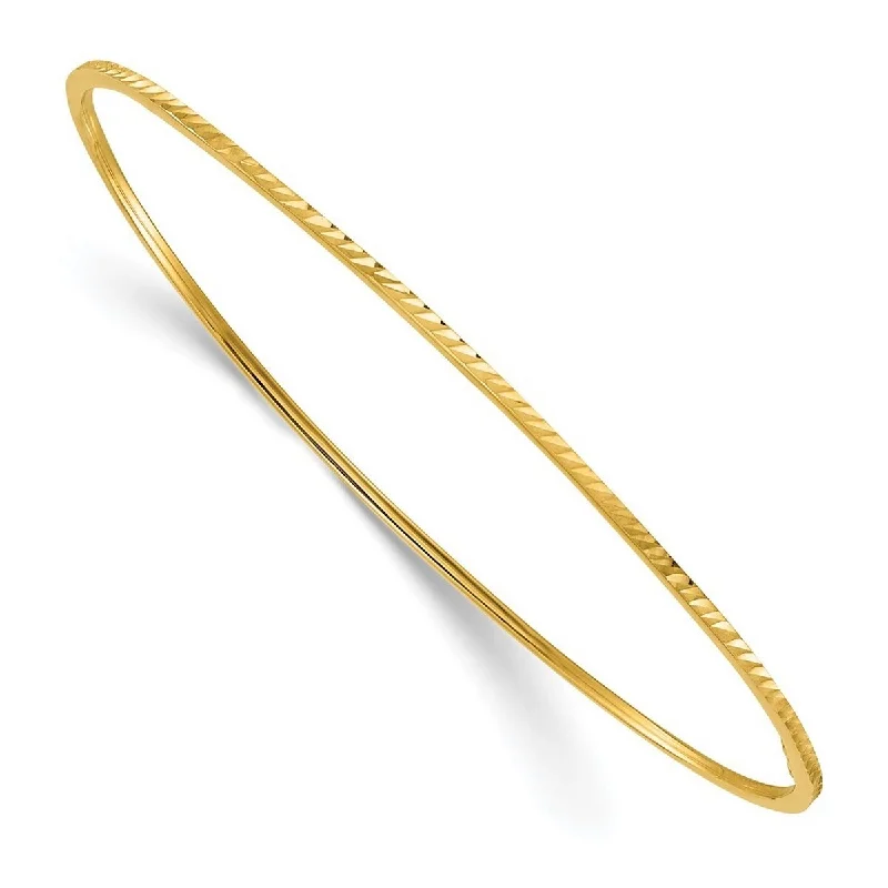 Vivid diamond bangles-Curata 14k Yellow Gold 8" 1.4mm Diamond Cut Slip on Bangle Bracelet