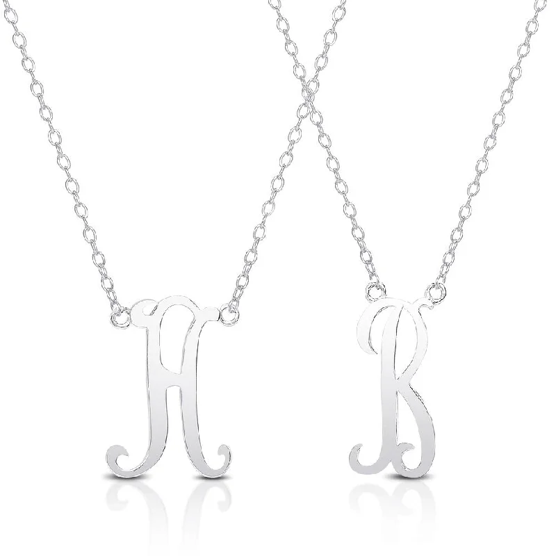 Onyx gem necklaces-Dolce Giavonna Sterling Silver A to Z Option Initial Necklace