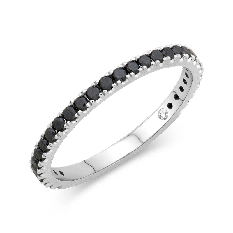 Light wood engagement rings-14K White Gold 0.44cttw. Black Diamond Stackable Fashion Ring