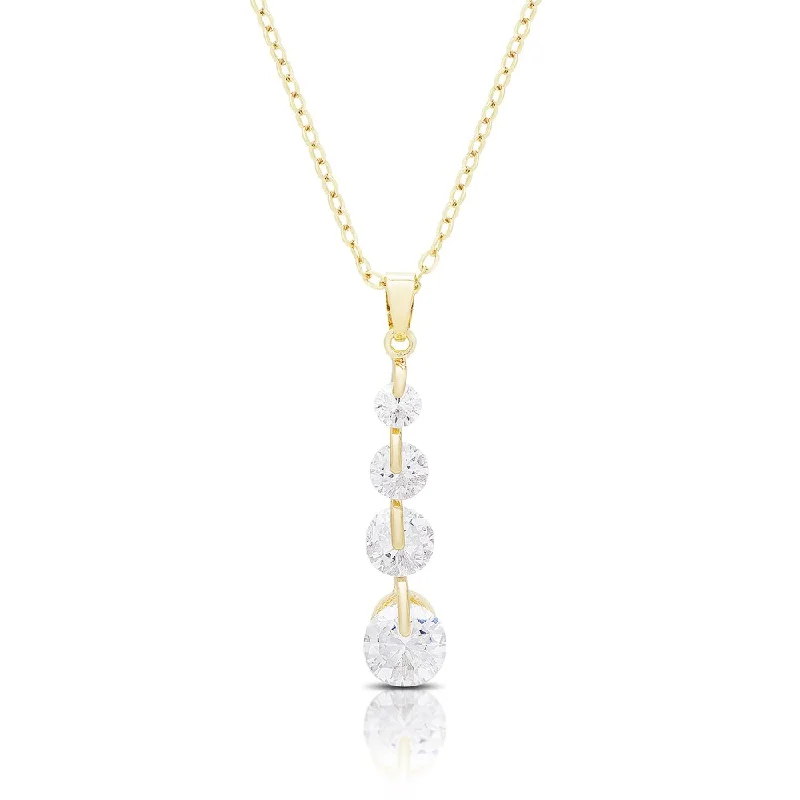 Multi-birthstone necklaces-Dolce Giavonna Gold and Silver Tone Cubic Zirconia Necklace