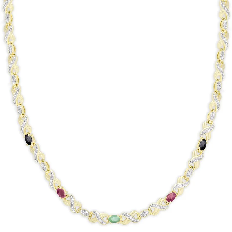 Agate stone necklaces-Dolce Giavonna Gold Overlay Multi Gemstone XO Necklace