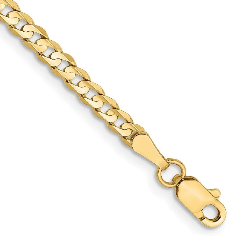 Pinch clasp bangles-Curata 14k Yellow Gold 3mm Open Concave Curb Chain Bracelet Options: 7" 8"