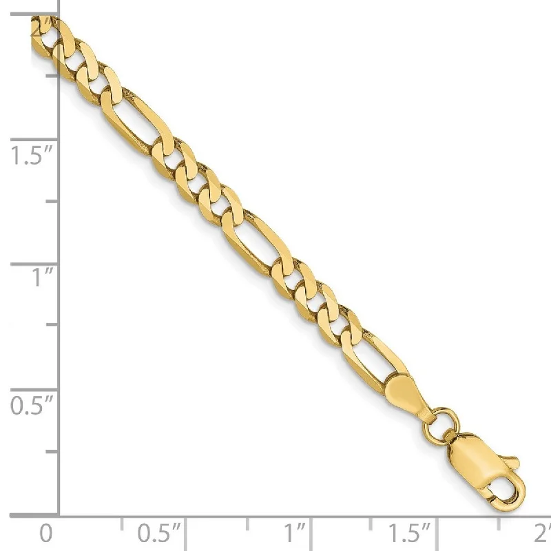 Loop charm bangles-Curata 10k Yellow Gold 4mm Flat Figaro Chain Bracelet Options: 7" 8"