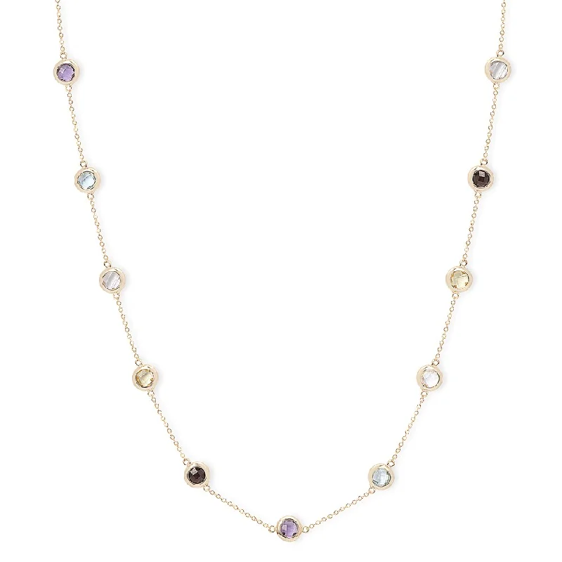 Stellar star necklaces-Dolce Giavonna Gold Over Silver Multi Gemstone Necklace