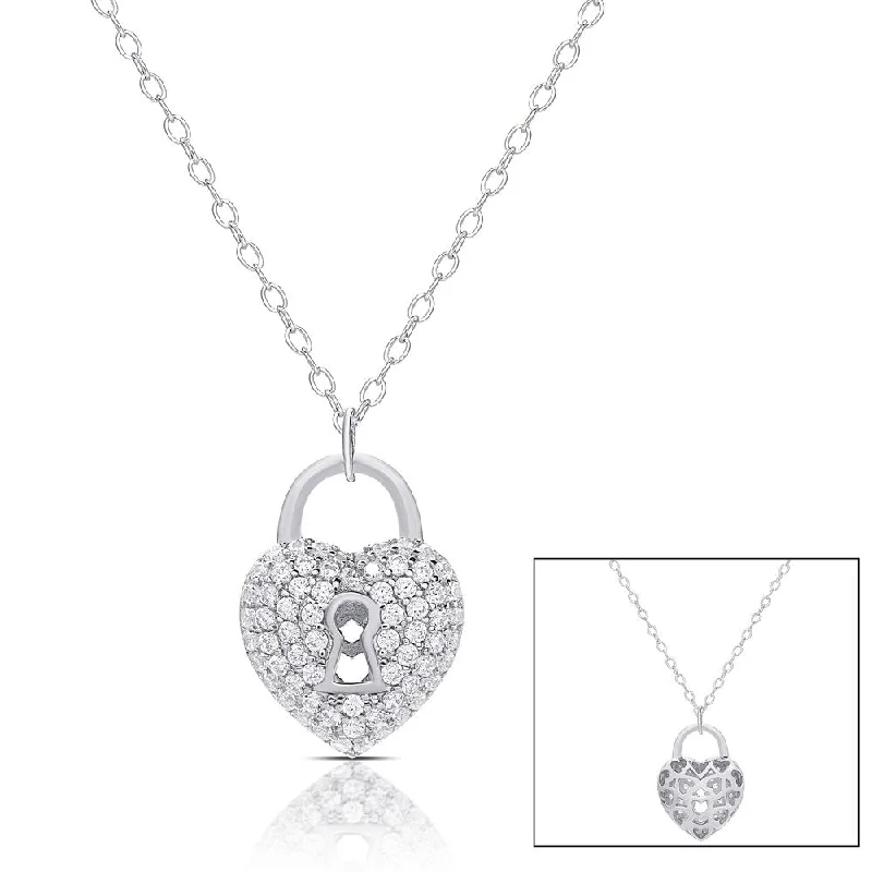 Vivid stone necklaces-Samantha Stone Sterling Silver Cubic Zirconia Heart Lock Necklace