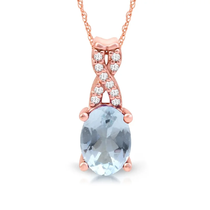 Mystic eye necklaces-1/20ct TDW Diamond Gemstone Necklace in 10k Rose Gold