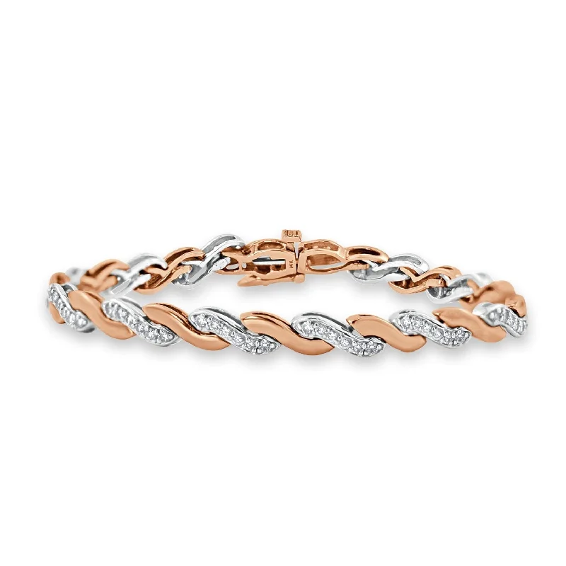 Surf theme bangles-Auriya 1 3/4 carat TW Pave Diamond Link Bracelet 14k Two-Tone Gold - White - 7-inch