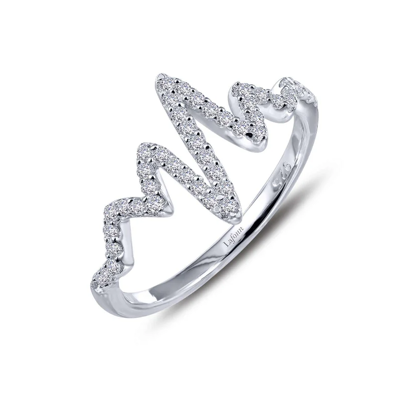 Pinch band engagement rings-Lafonn Simulated Diamond Heartbeat Ring R0202CLP