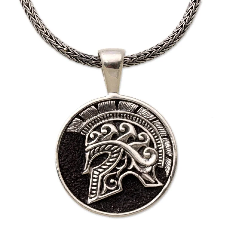 Cosmic charm necklaces-NOVICA Handmade Men's Sterling Silver Hayam Wuruk Helmet Necklace (Indonesia)