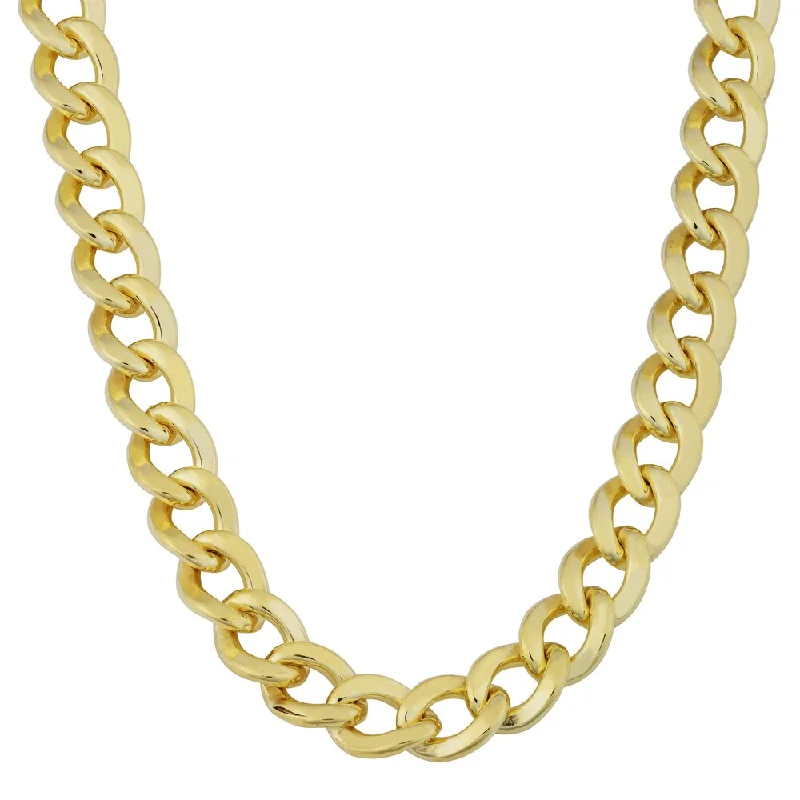 Woven tribal necklaces-Fremada 14k Yellow Gold Filled 9mm High Polish Miami Cuban Link Men's Chain Necklace