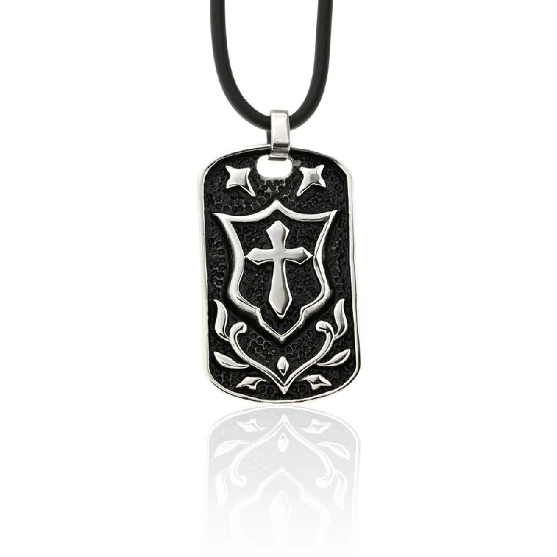 Haze glass necklaces-Gemeni Stainless Steel 'Knight's Cross' Dog Tag Necklace