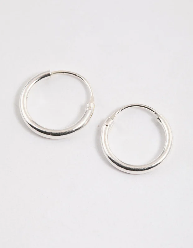 Twine bead earrings-Sterling Silver Mini Polished Hoop Earrings