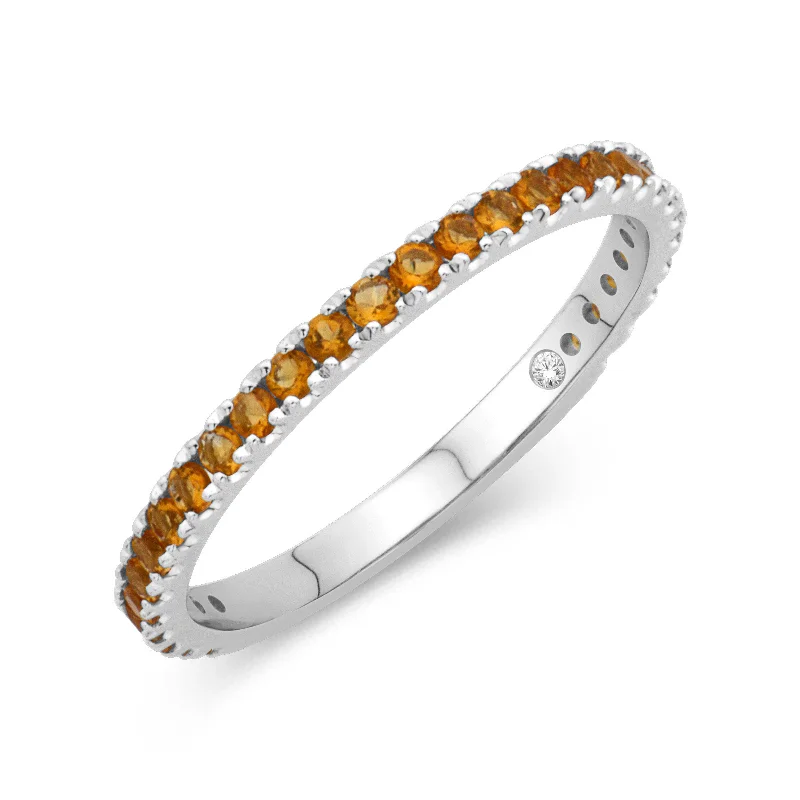 Radiant star engagement rings-14K White Gold 0.36cttw. Yellow Citrine Stackable Birthstone Ring - November