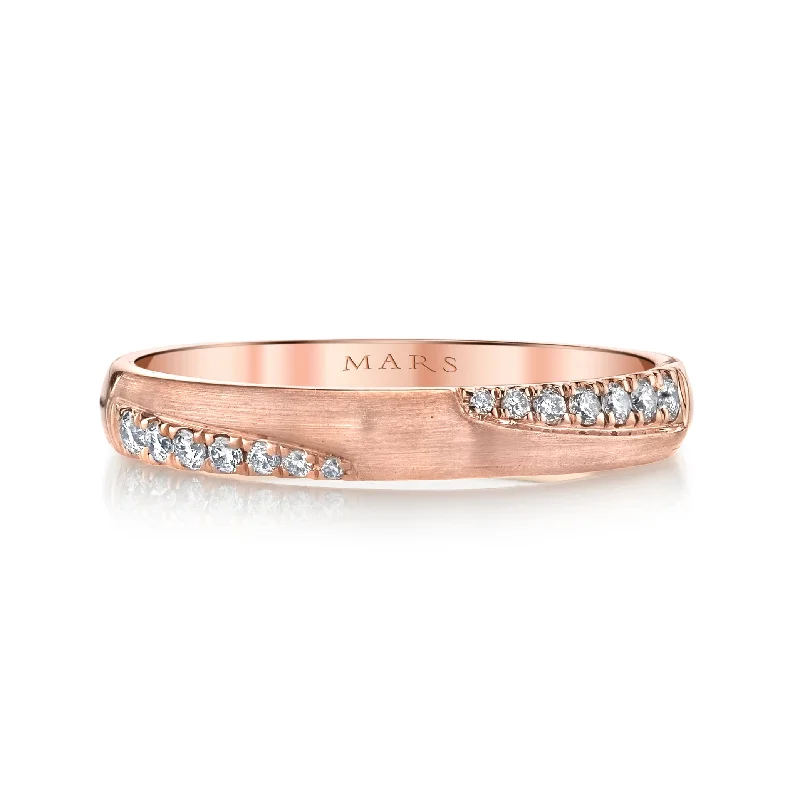 Light wood engagement rings-14K Rose Gold 0.13ct. Contrasting Diamond Brushed Finish Fashion Ring