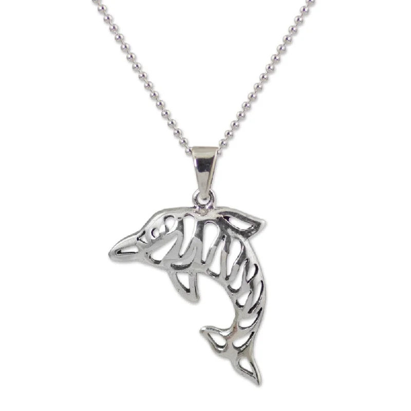 Thin filigree necklaces-Handmade Sterling Silver 'Tiger Dolphin' Necklace (Thailand)