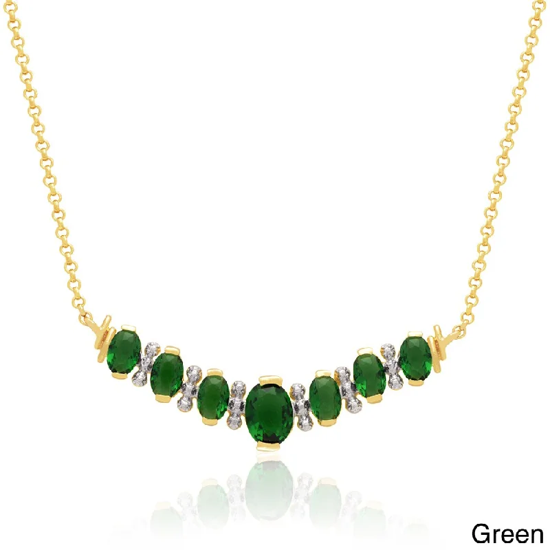 Tribal medallion necklaces-Dolce Giavonna 14k Gold Overlay Simulated Ruby or Simulated Emerald Necklace