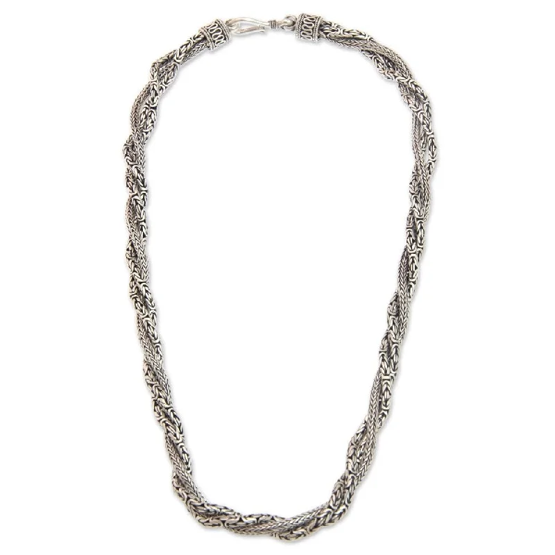 Neat-line necklaces-NOVICA Handmade Sterling Silver Borobudur Dragon Necklace (Indonesia) - 8' x 11'