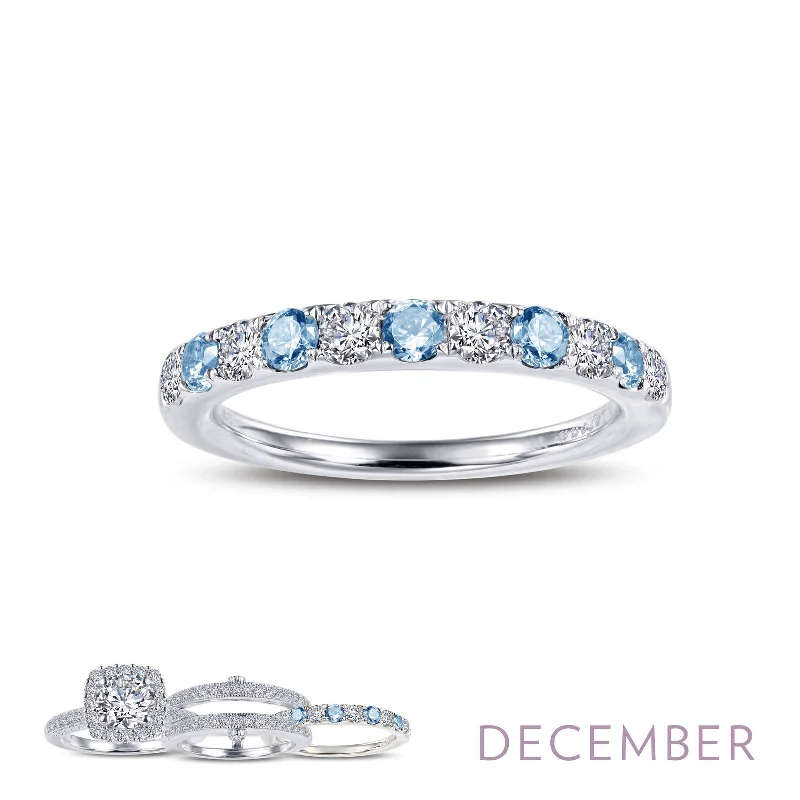 Victorian style engagement rings-Lafonn Simulated Diamond & Blue Topaz December Birthstone Stackable Ring BR004BTP