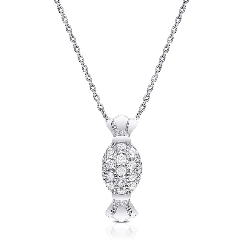 Drape-style necklaces-Dolce Giavonna Sterling Silver Cubic Zirconia Candy Necklace