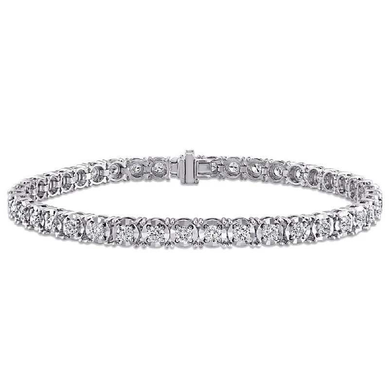 Dove feather bangles-Miadora 14k White Gold 2 3/4ct TDW Diamond Tennis Bracelet