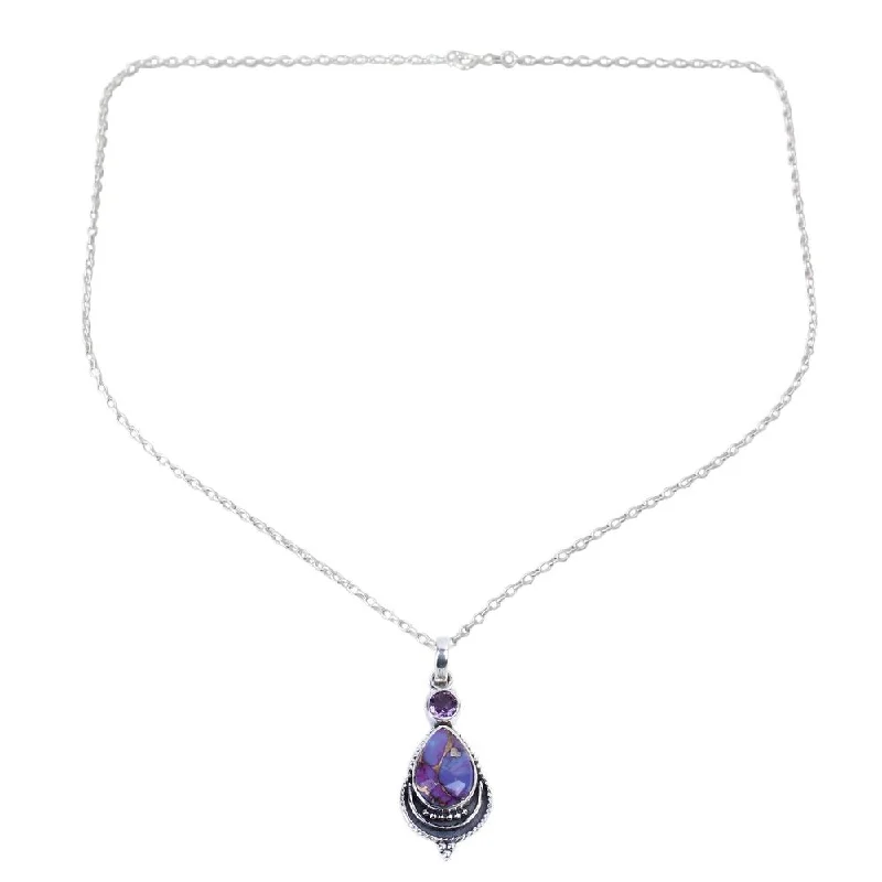 Zodiac charm necklaces-NOVICA Handmade Mughal Lilac Amethyst Pendant Necklace (India) - 7'6" x 9'6"