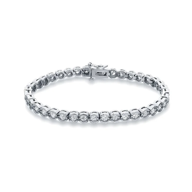 Tiny star bangles-Auriya 14k White Gold 3 3/4ct TDW Round Diamond Tennis Bracelet