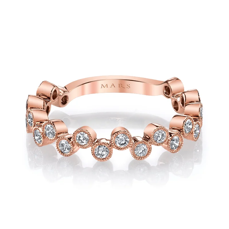 Dainty stack engagement rings-14K Rose Gold 0.53ct. Diamond Bezel Set Stackable Fashion Ring