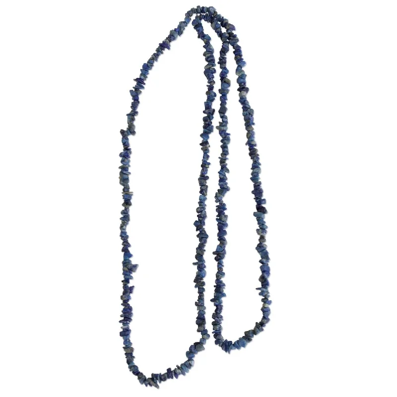 Luxe diamond necklaces-NOVICA Blue Ridge, Lapis lazuli beaded long necklace