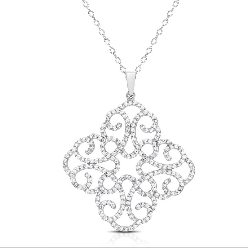 Vine braid necklaces-Samantha Stone Sterling Silver Cubic Zirconia Necklace