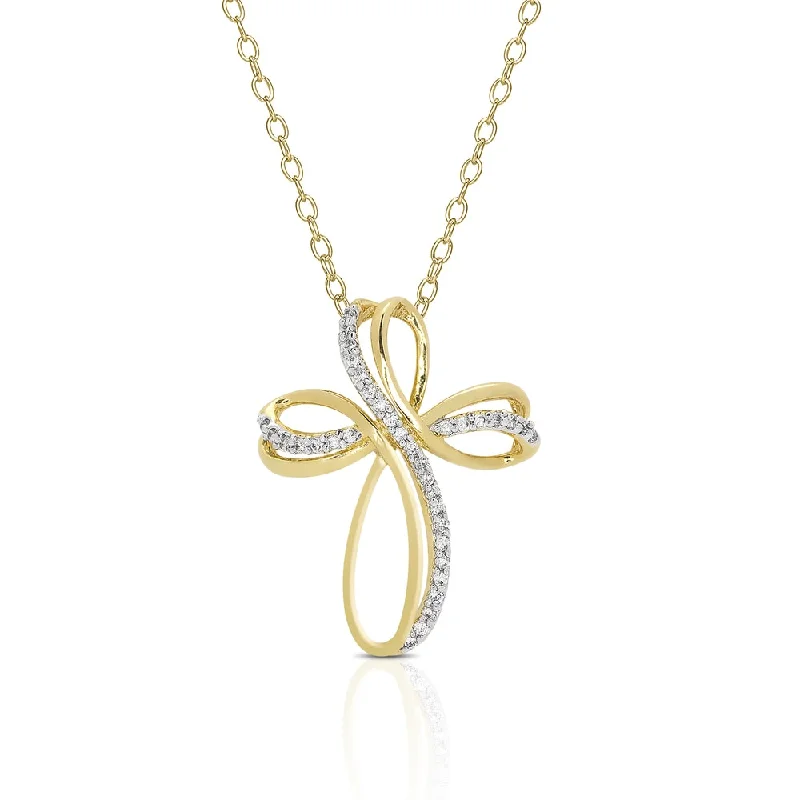 Galaxy charm necklaces-Dolce Giavonna Gold Overlay Cubic Zirconia Cross Necklace