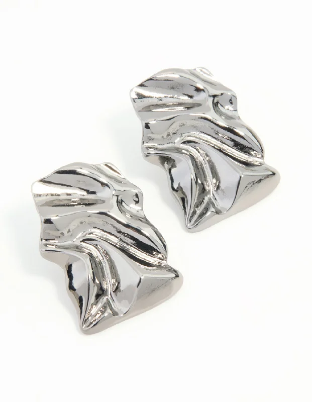 Leaf design earrings-Gunmetal Wrapped Molten Stud Earrings