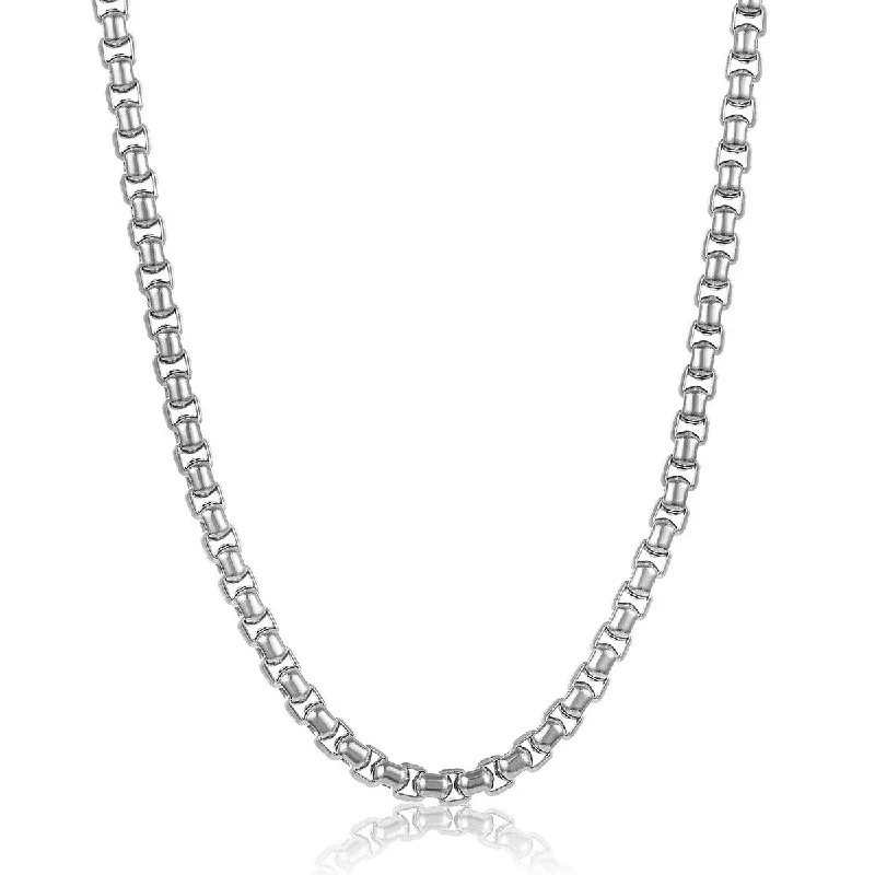 Silk thread necklaces-Polished Stainless Steel Box Chain Necklace (5mm) - 28"