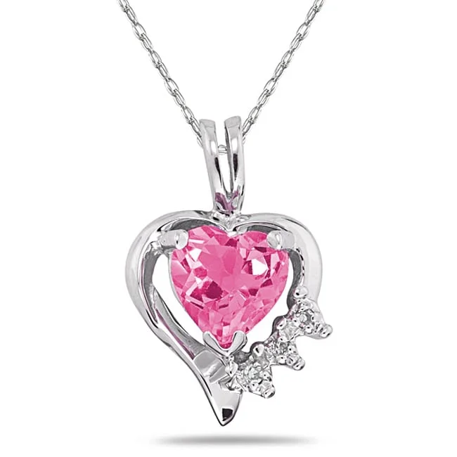 Tarnished silver necklaces-Marquee 10k Gold Pink Topaz and Diamond Heart Necklace