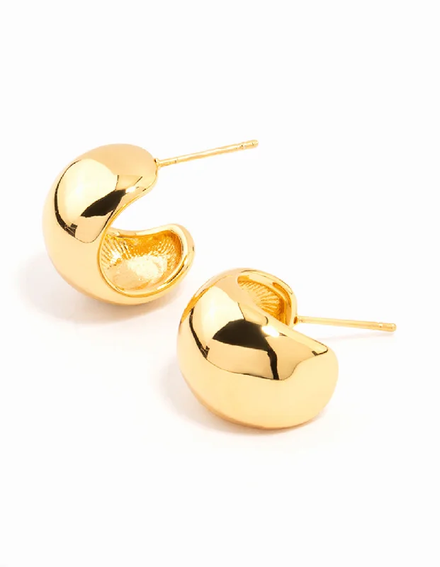 Swirl shape earrings-Waterproof Gold Plated Stainless Steel Bubble Hoop Earrings