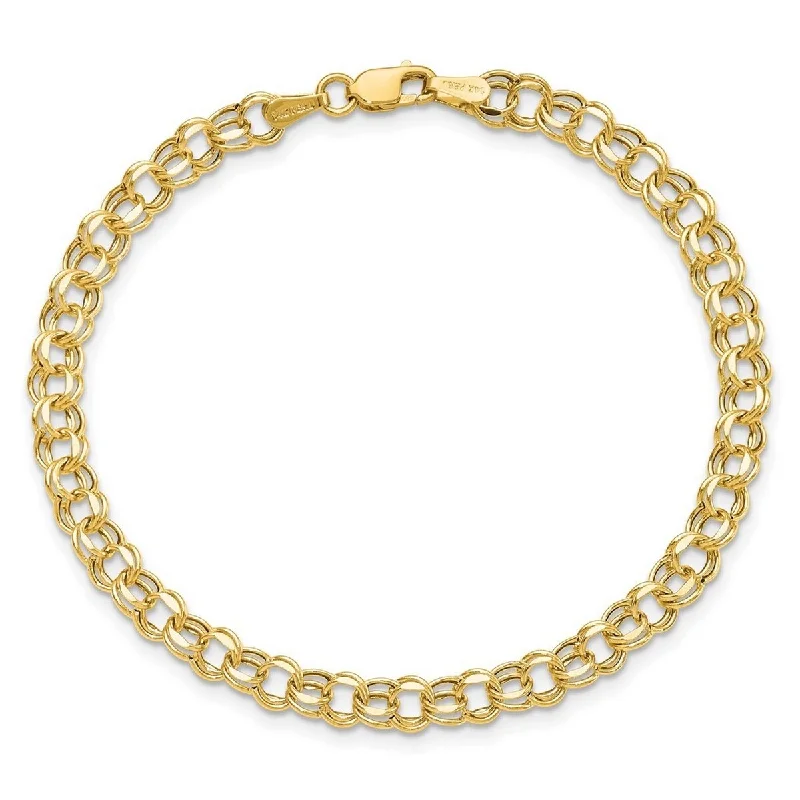 Slim pearl bangles-Curata 10k Yellow Gold 4.5mm Hollow Double Link Charm Bracelet Options: 6" 7" 8"