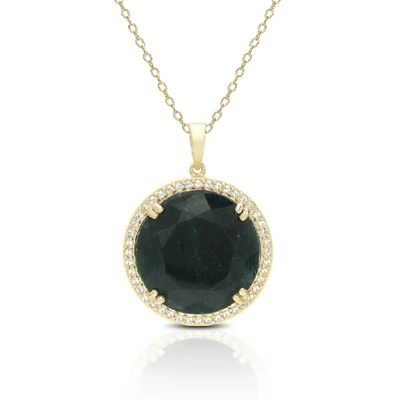 Layered link necklaces-Dolce Giavonna Gold Over Sterling Silver Gemstone Circle Necklace