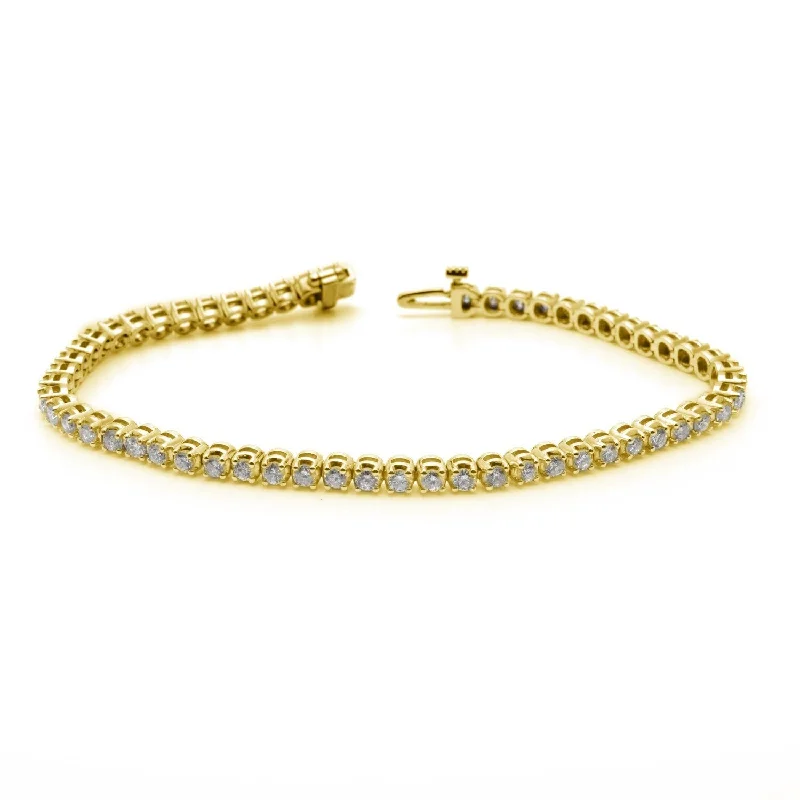 Silk cord bangles-14k Gold 5ct TDW Round Diamond Tennis Bracelet by Auriya