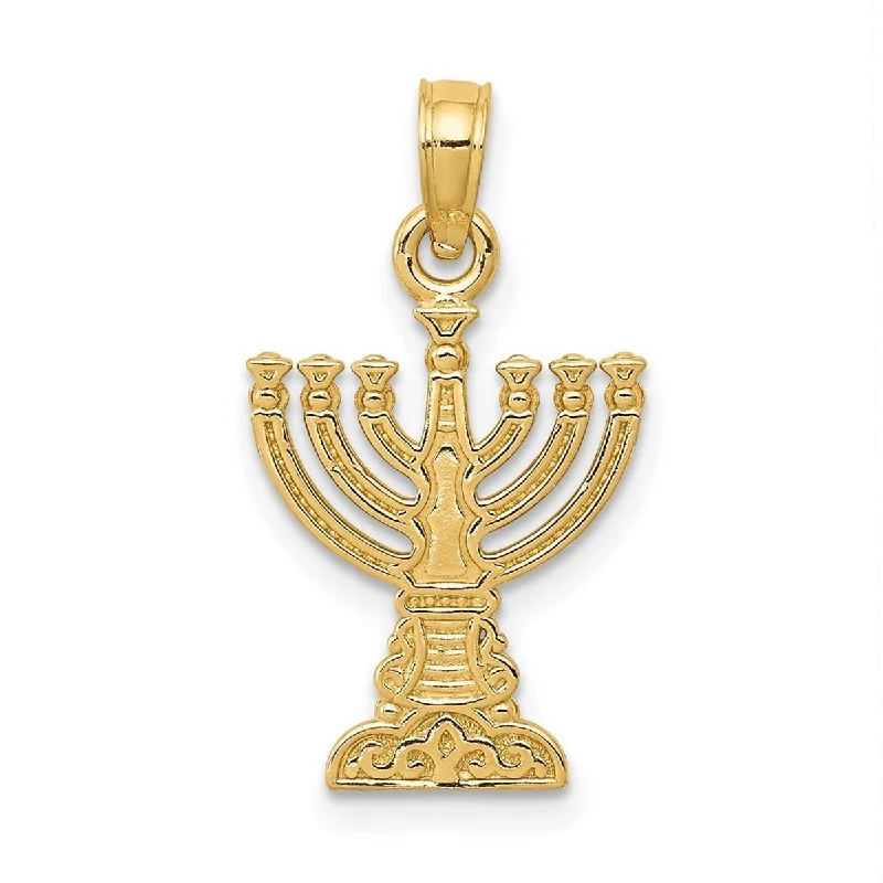 Ethnic tassel necklaces-Curata 14k Yellow Gold 18" Solid Polished 18x12nn Menorah Pendant Necklace